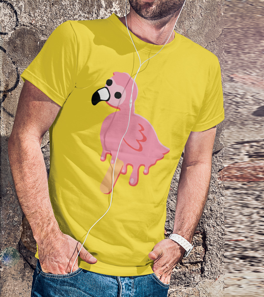 Mrflimflam Flamingo Popsicle Design Yellow Background T-Shirt