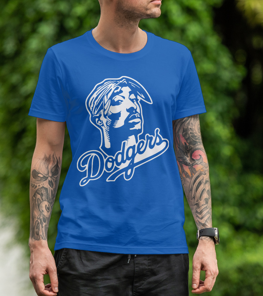 Tupac Dodgers Urban Streetwear Icon Collaboration T-Shirt