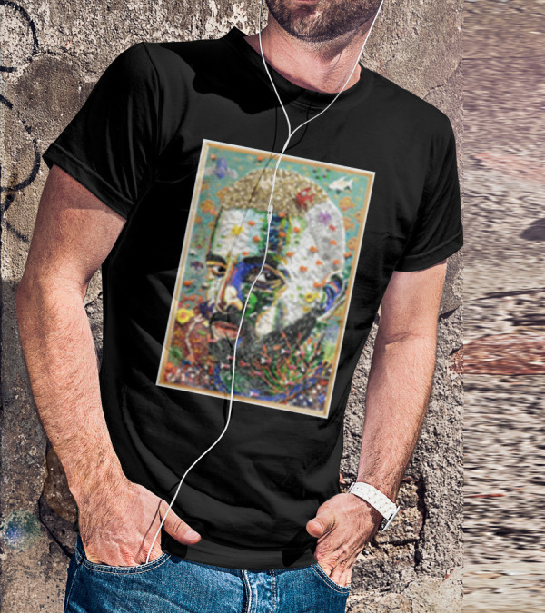 Maluma Merch Colorful Portrait With Nature And Butterfly Elements T-Shirt
