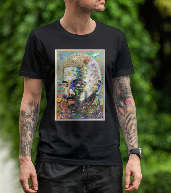 Maluma Merch Colorful Portrait With Nature And Butterfly Elements T-Shirt