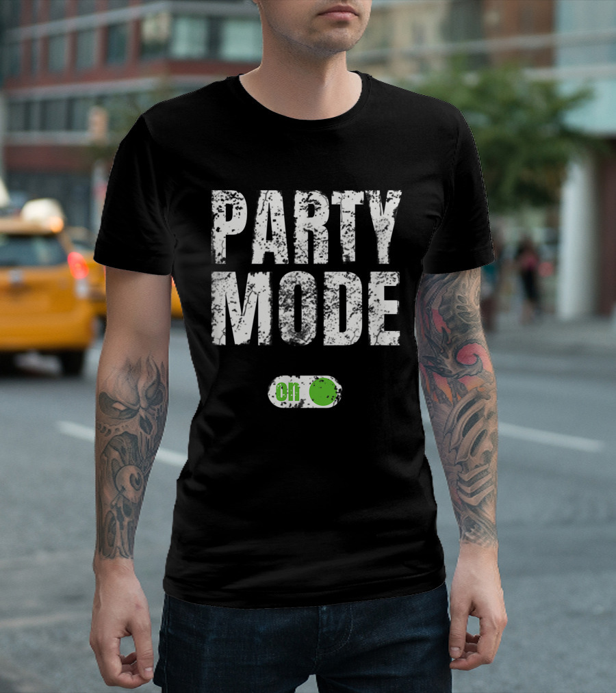 Party Mode On Off Sequin Switch Green Button T-Shirt