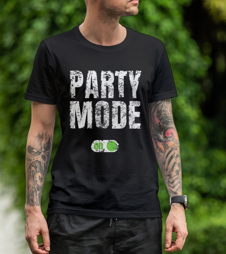 Party Mode On Off Sequin Switch Green Button T-Shirt