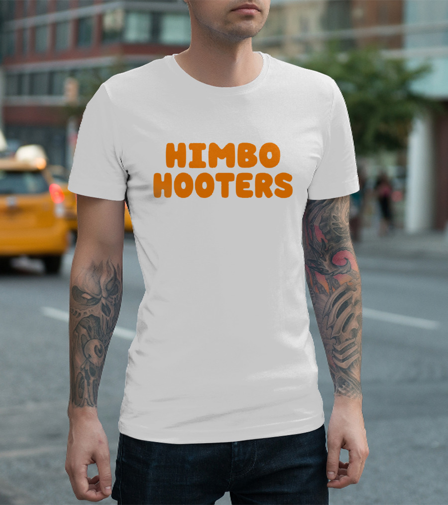 Himbo Hooters Bold Orange Retro-Inspired Text T-Shirt