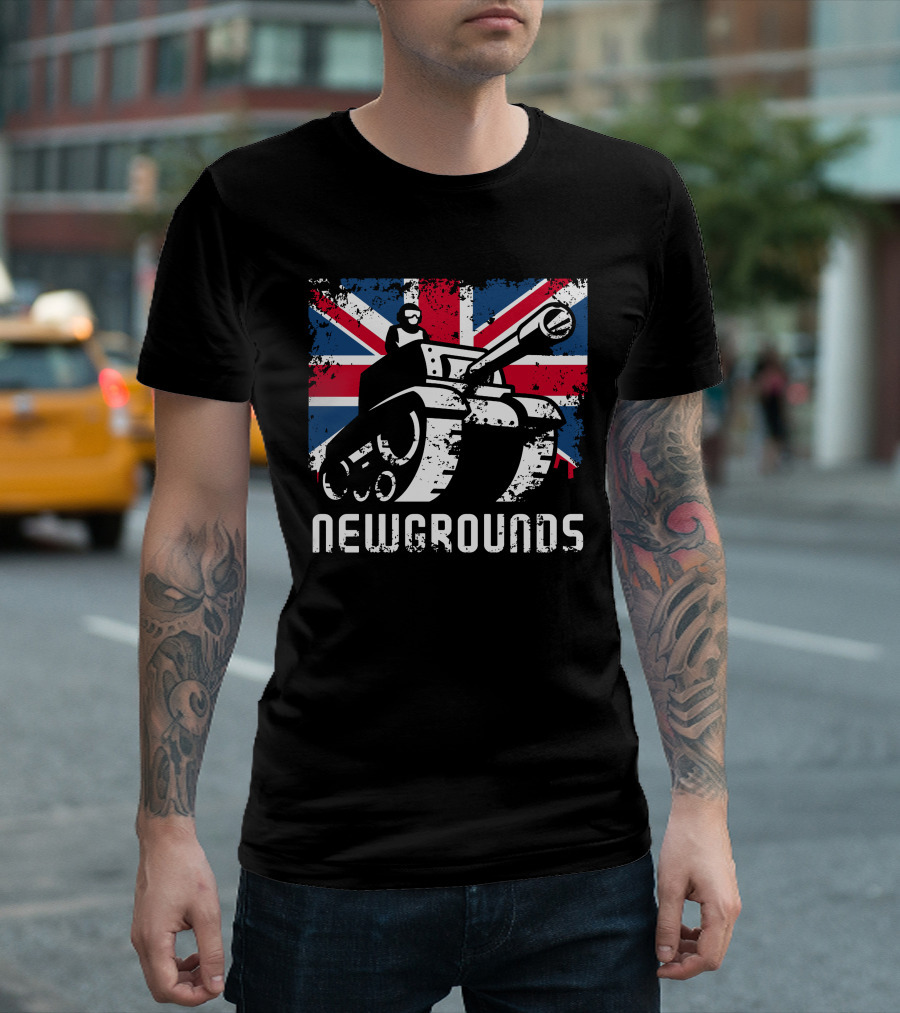 Newgrounds Tank Over Union Jack UK T-Shirt