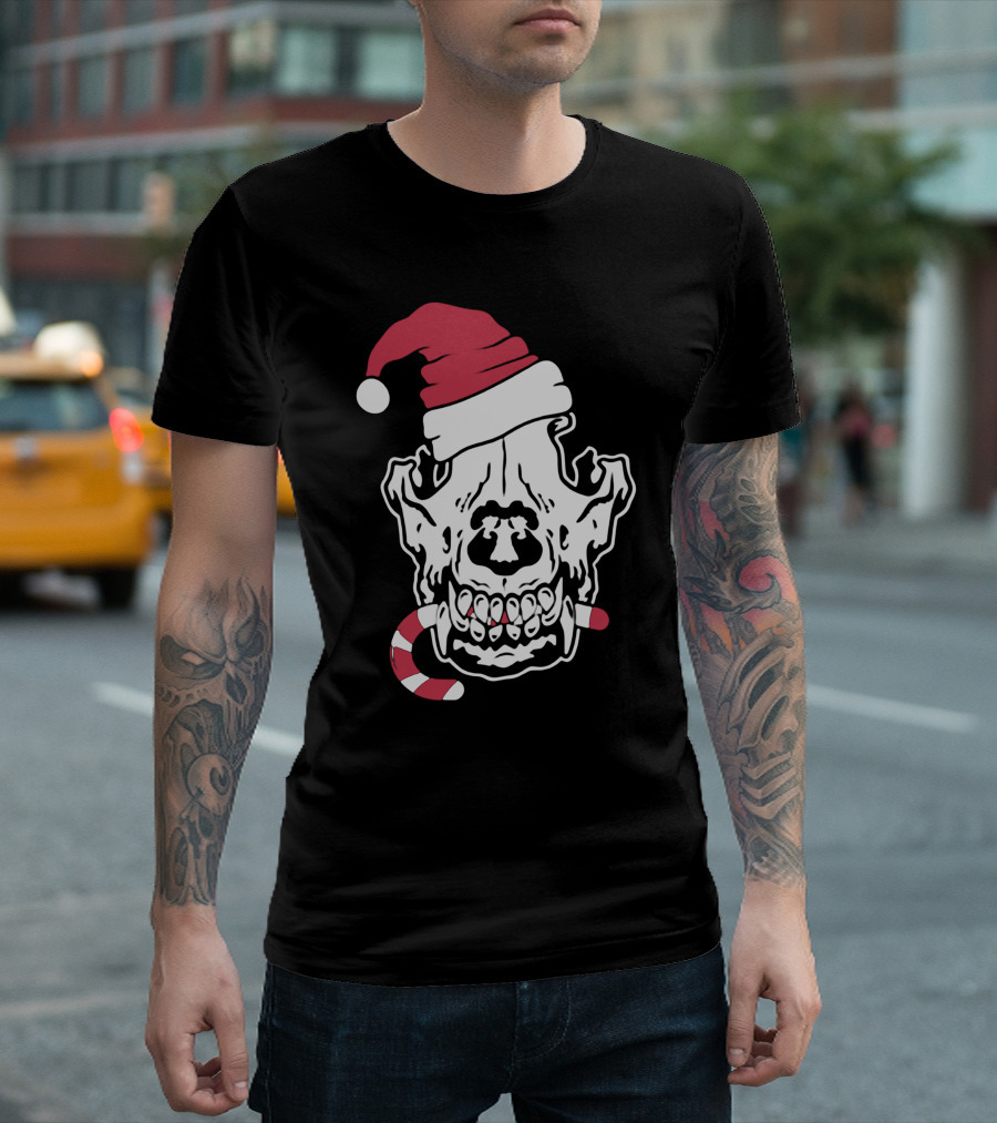 Streetspeed717 Skull Santa Candy Cane Holiday T-Shirt