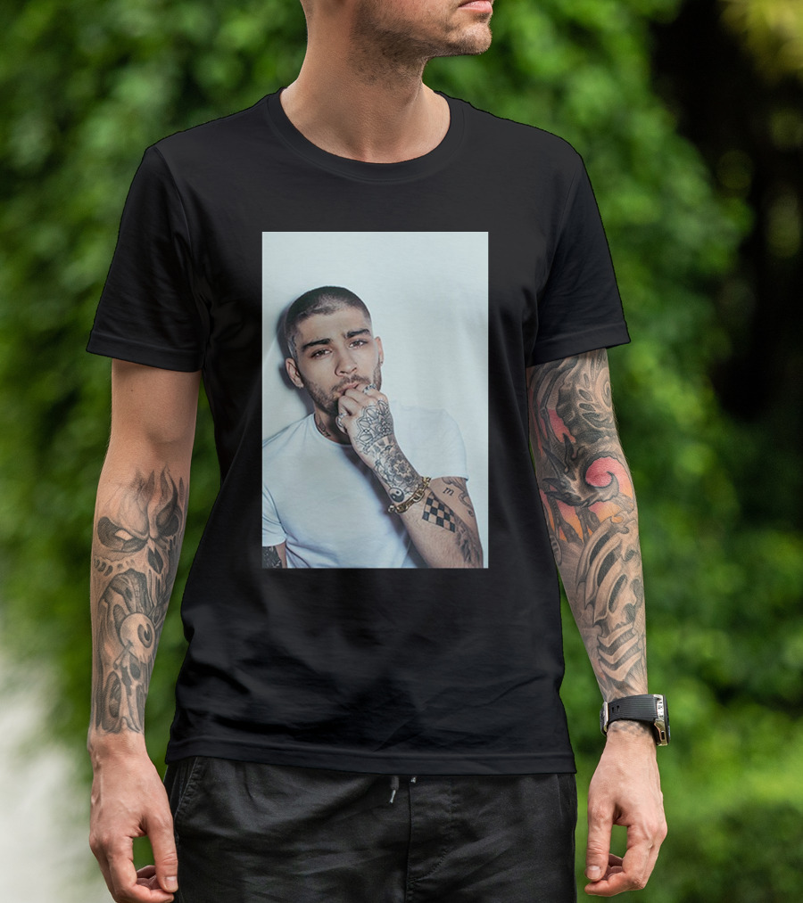 Zayn Malik Tattoo Style White Tee Casual Look T-Shirt