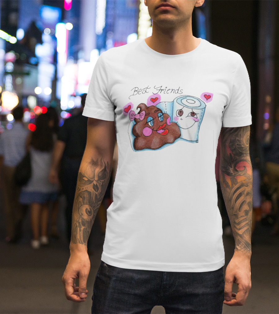 Best Friends Poop And Toilet Paper With Hearts T-Shirt