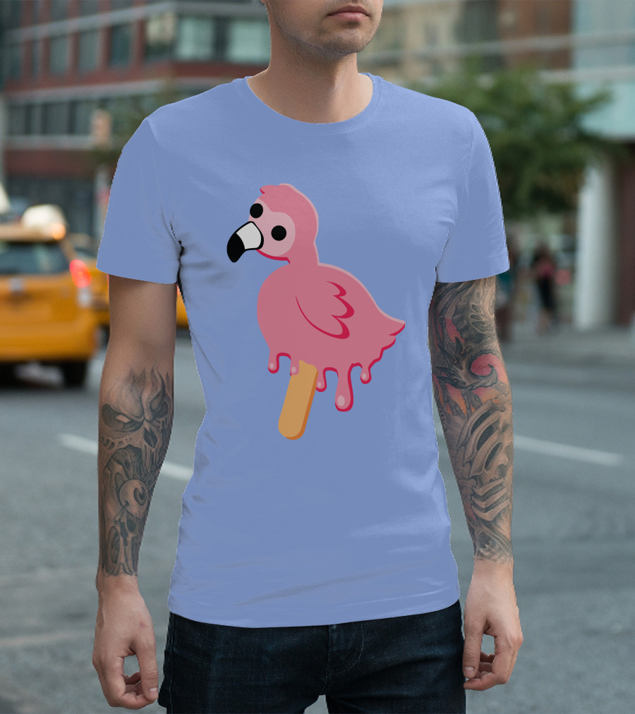 Flamingo Popsicle Melting Drip T-Shirt