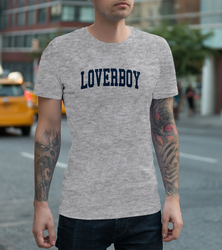 LOVERBOY Merch Grey College Font T-Shirt