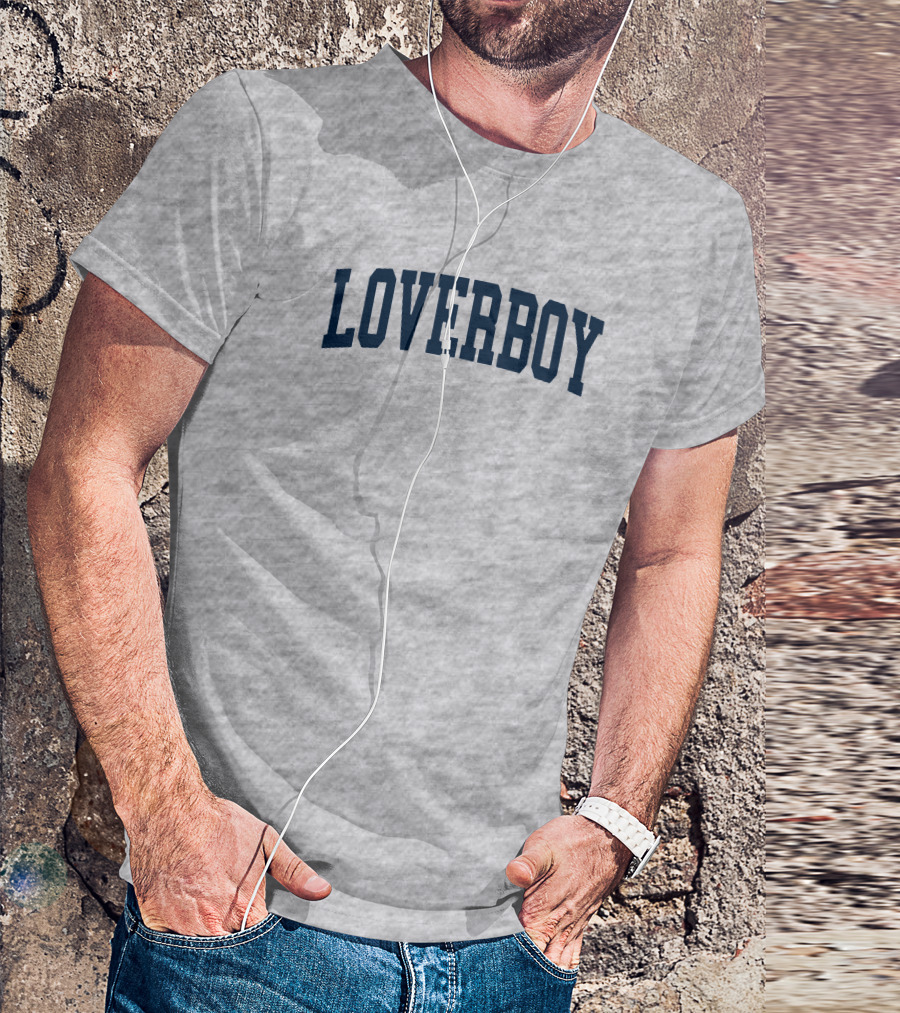LOVERBOY Merch Grey College Font T-Shirt