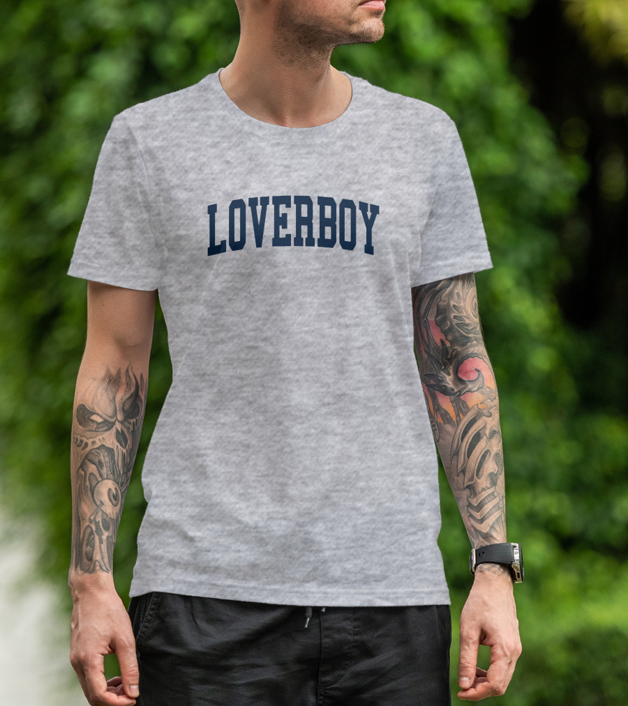 LOVERBOY Merch Grey College Font T-Shirt