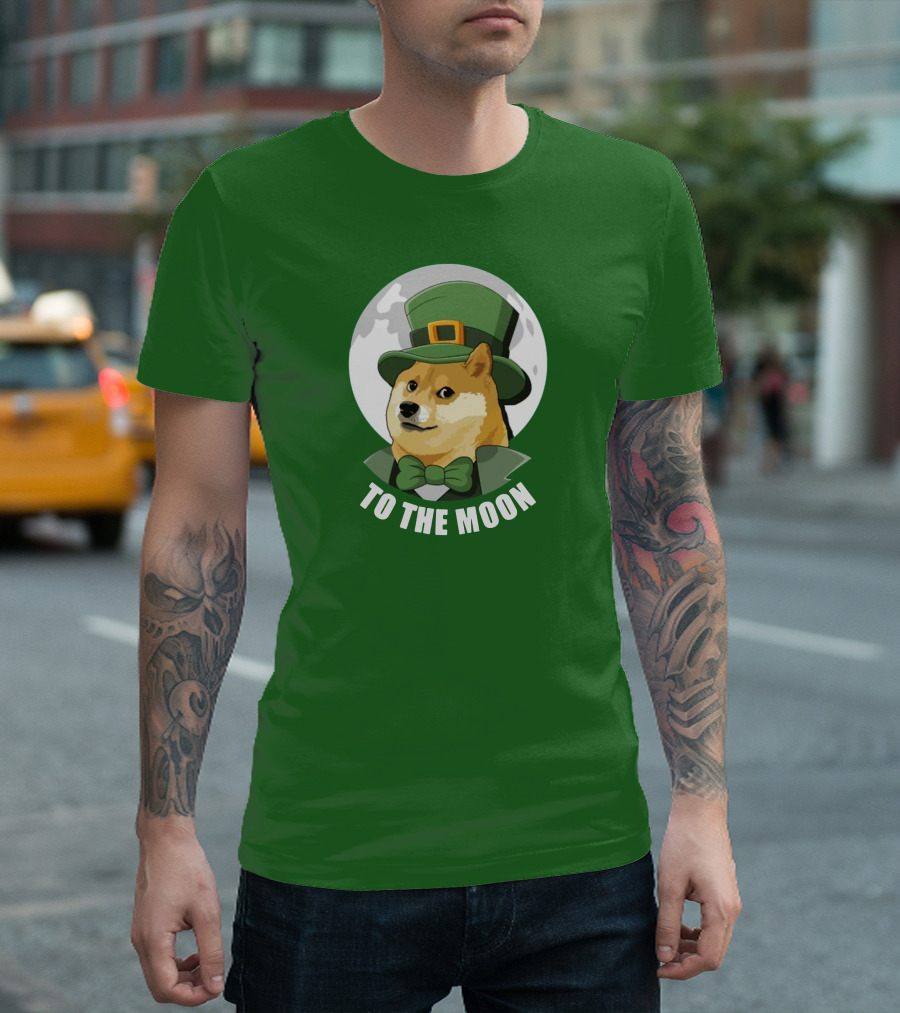 TO THE MOON Doge Leprechaun T-Shirt