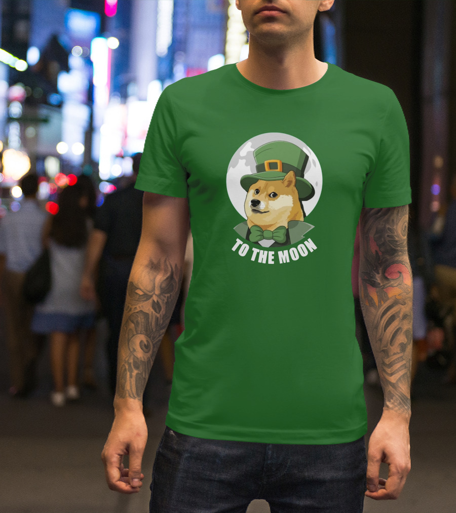 TO THE MOON Doge Leprechaun T-Shirt