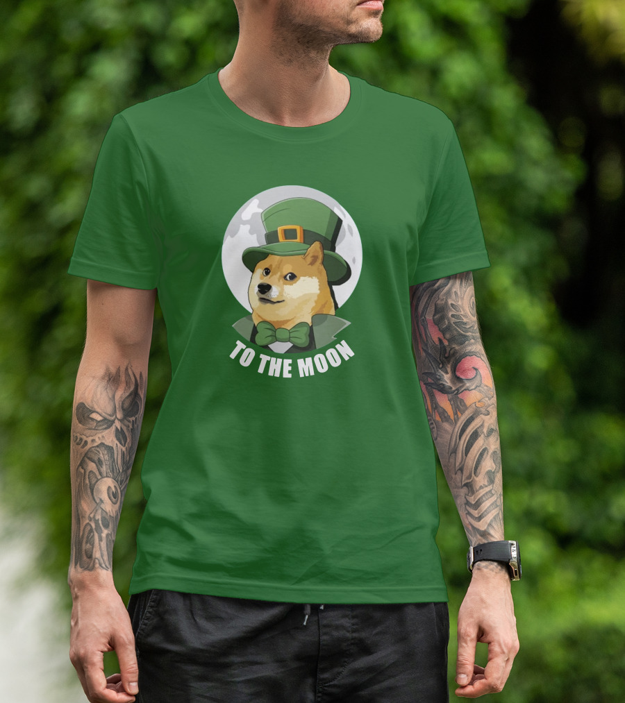 TO THE MOON Doge Leprechaun T-Shirt