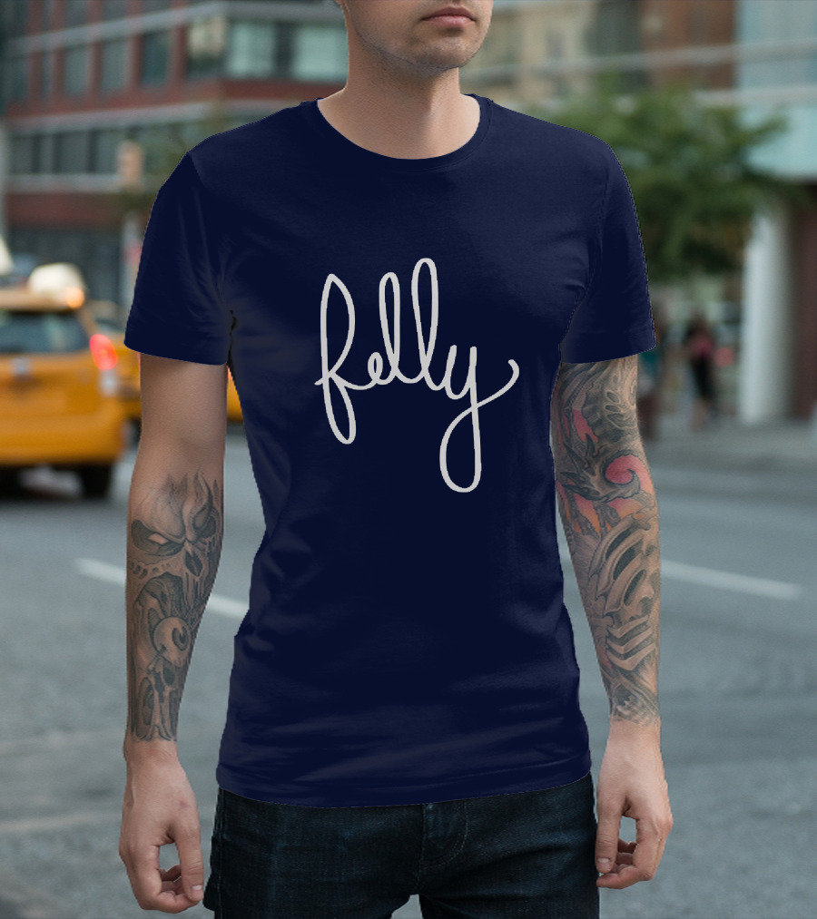 Felly Handwritten Script Navy T-Shirt