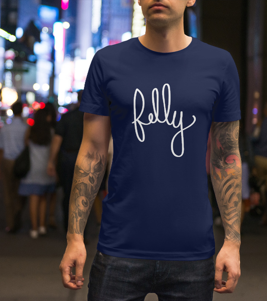 Felly Handwritten Script Navy T-Shirt