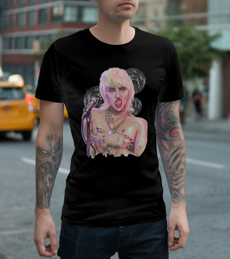 Miley Cyrus Disco Microphone Chains T-Shirt