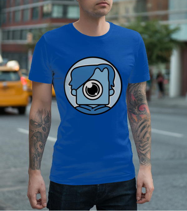 NewScapePro Blue Circle Cartoon Character With Camera Eye T-Shirt
