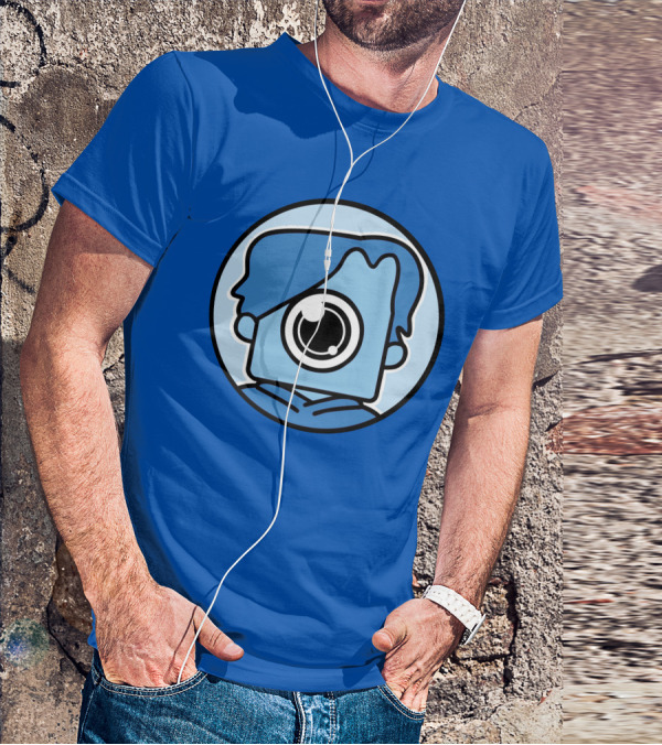 NewScapePro Blue Circle Cartoon Character With Camera Eye T-Shirt