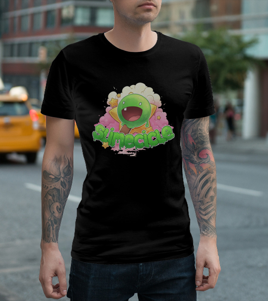 Slimecicle Cute Starry Green Slime Character T-Shirt