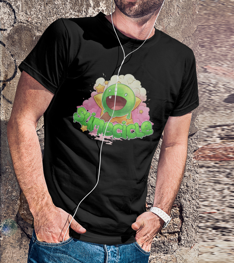 Slimecicle Cute Starry Green Slime Character T-Shirt