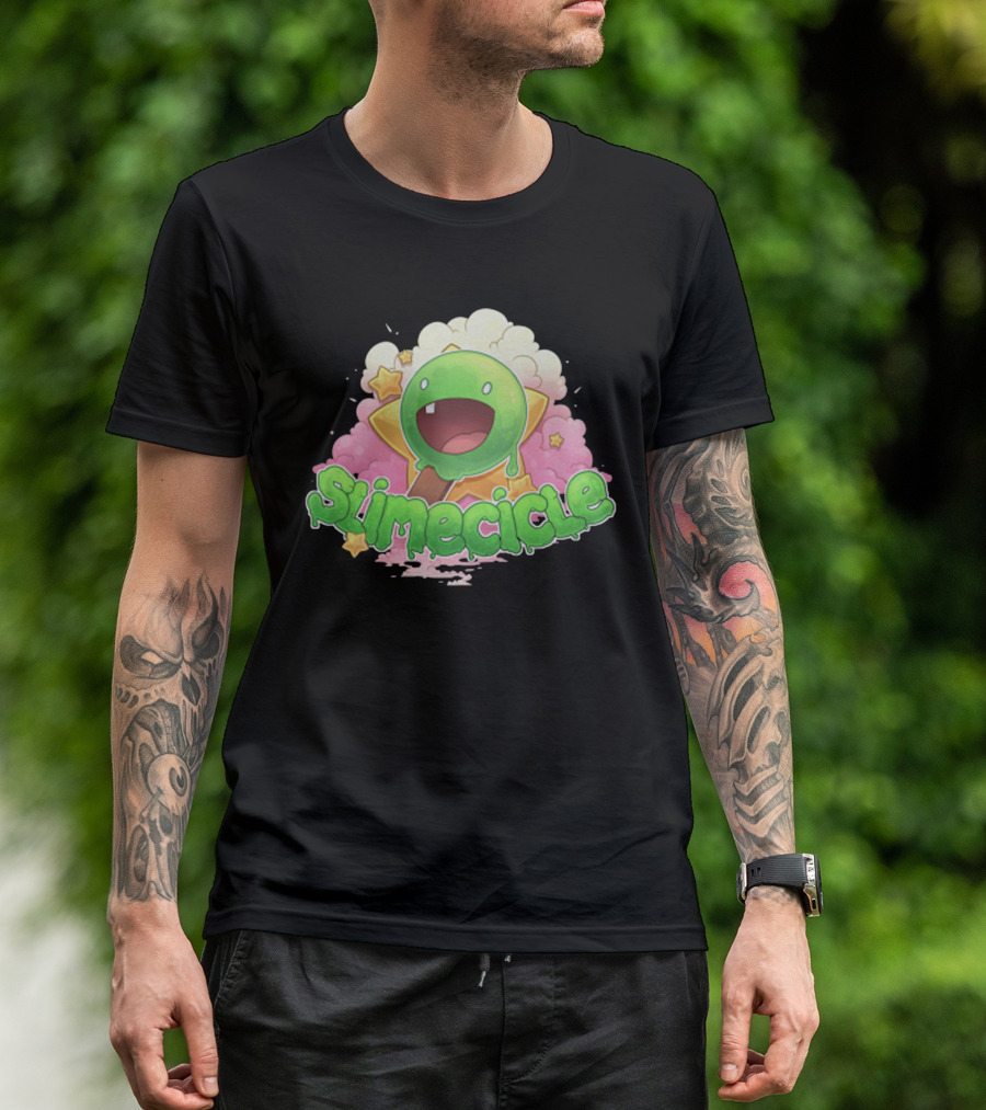 Slimecicle Cute Starry Green Slime Character T-Shirt