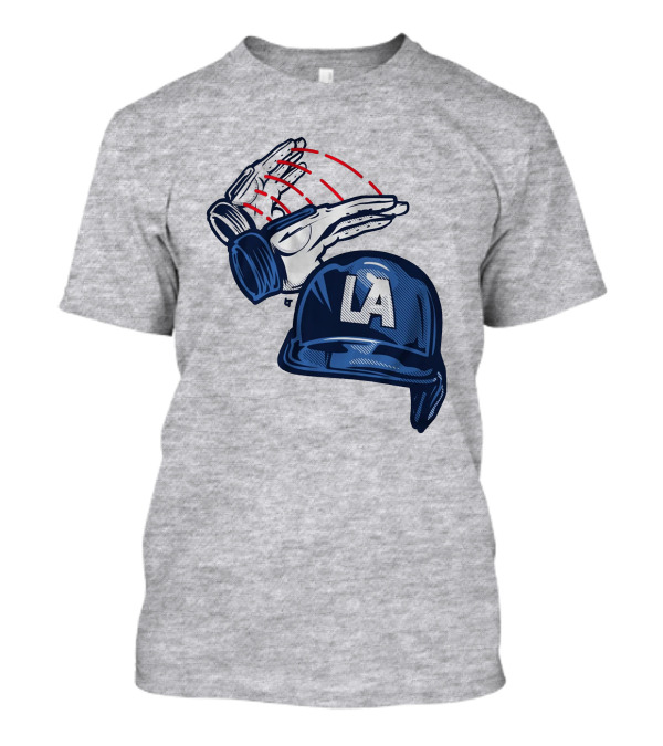 LA Dodgers Dunk On Helmet Gloves Baseball Catcher T-Shirt