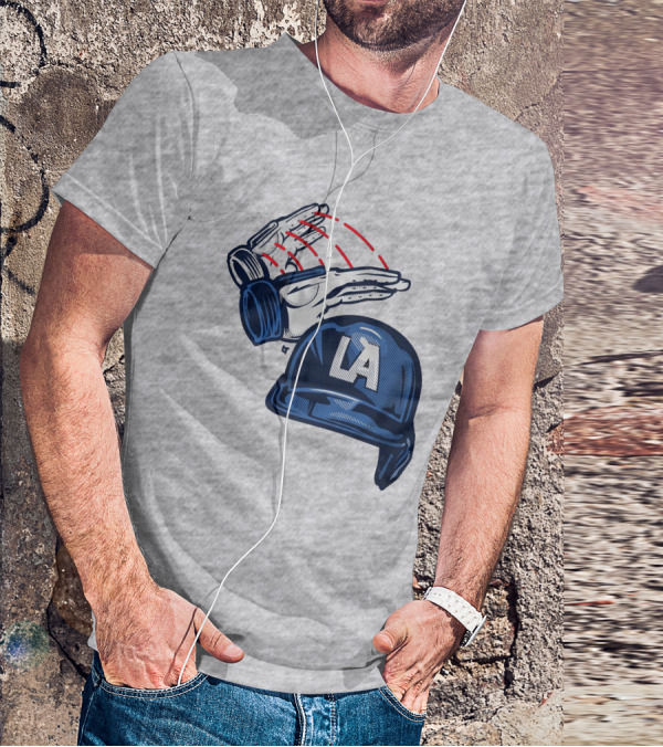 LA Dodgers Dunk On Helmet Gloves Baseball Catcher T-Shirt