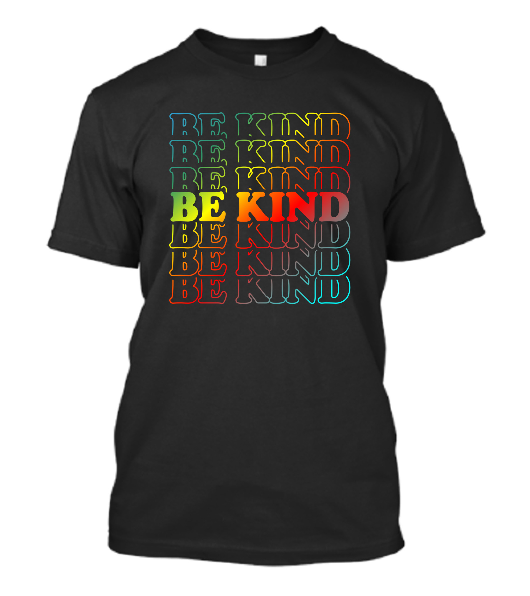 BE KIND Rainbow Repeated Text T-Shirt