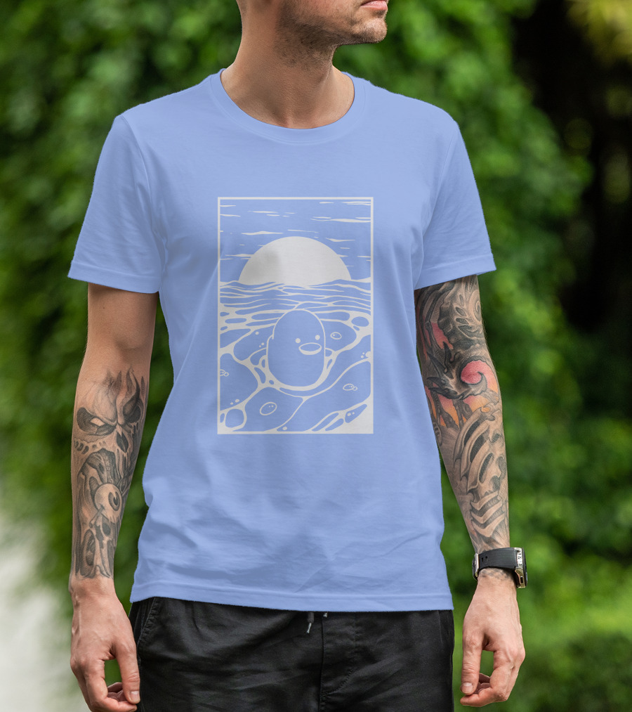 Tubbo By The Sea Shop Duck Sunset Ocean Waves T-Shirt
