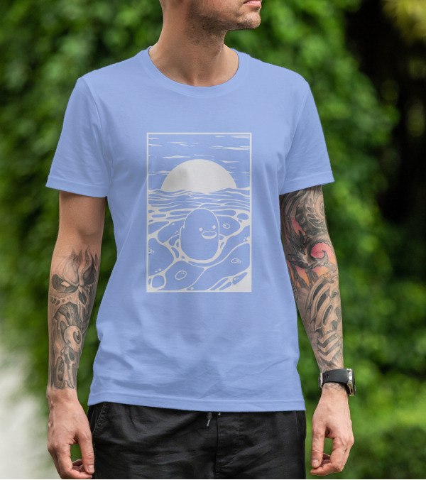 Tubbo By The Sea Shop Duck Sunset Ocean Waves T-Shirt