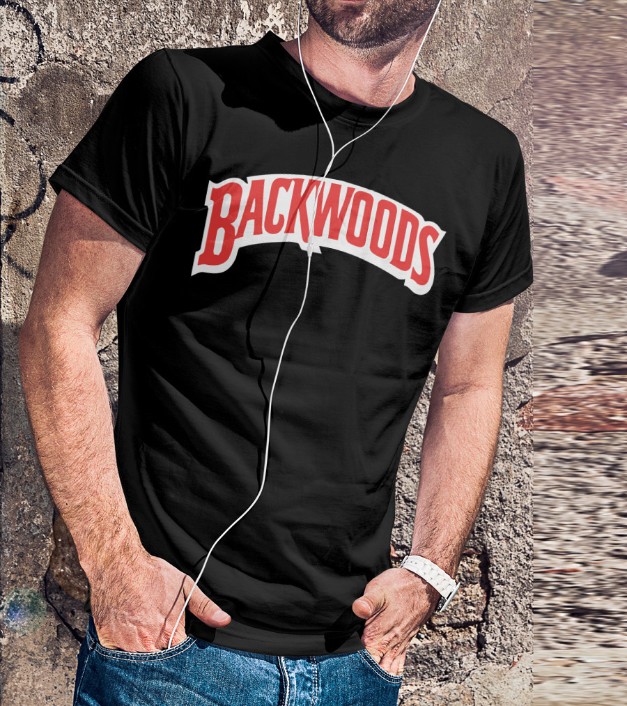 Backwoods Logo Red Arched Text T-Shirt