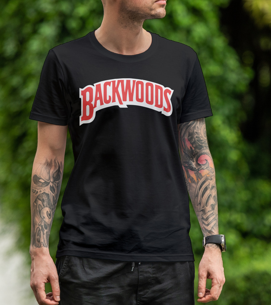 Backwoods Logo Red Arched Text T-Shirt