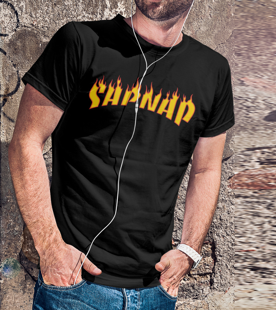 Sapnap Flame Text Design Black T-Shirt
