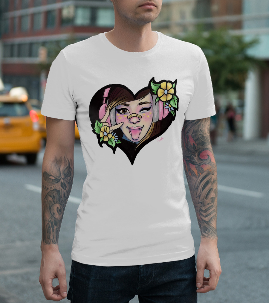 Digitalprincxss Heart Headphones and Flower T-Shirt