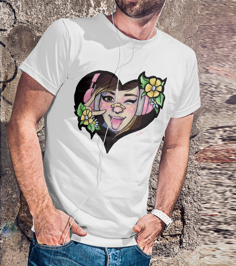 Digitalprincxss Heart Headphones And Flower T-Shirt