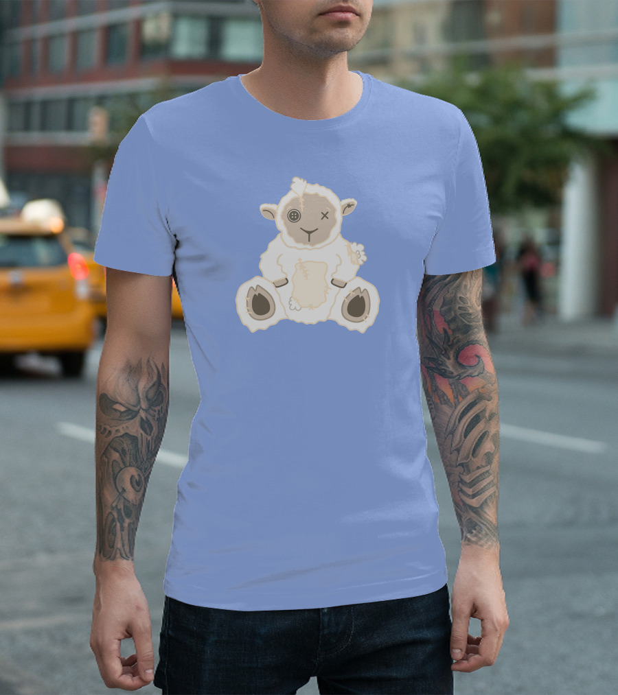 captain puffy merch sheep plush button eye patchwork T-Shirt
