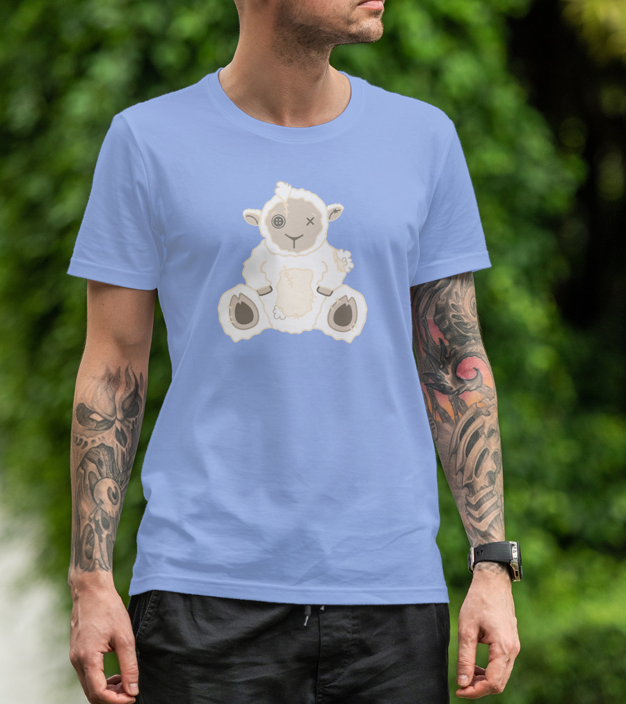 Captain Puffy Merch Sheep Plush Button Eye Patchwork T-Shirt
