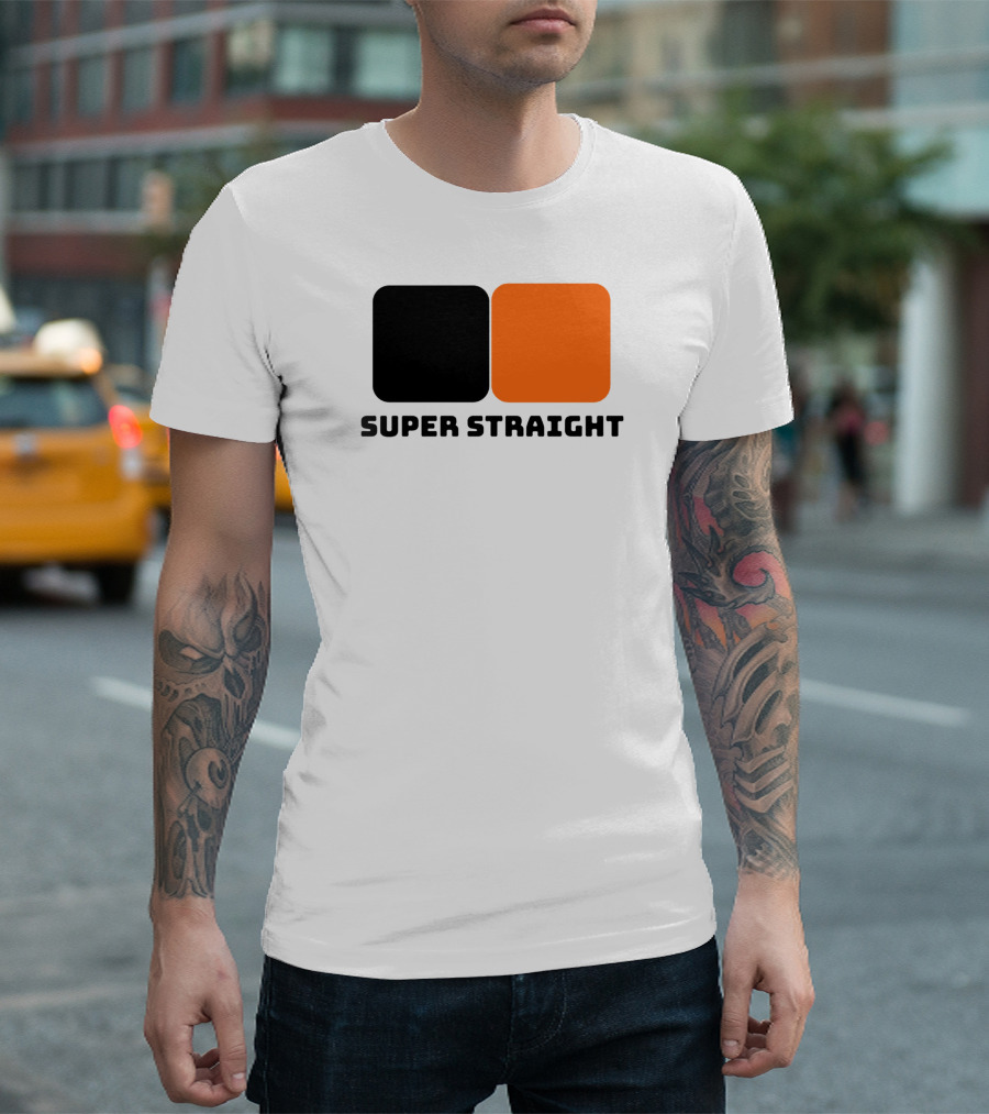 Super Straight Black Orange Square T-Shirt