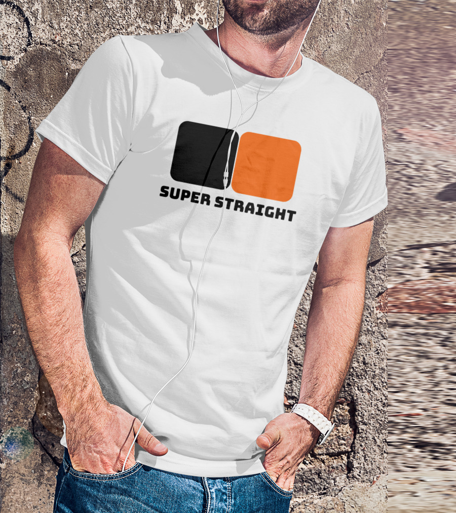 Super Straight Black Orange Square T-Shirt