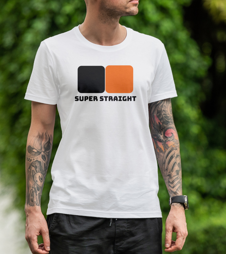 Super Straight Black Orange Square T-Shirt