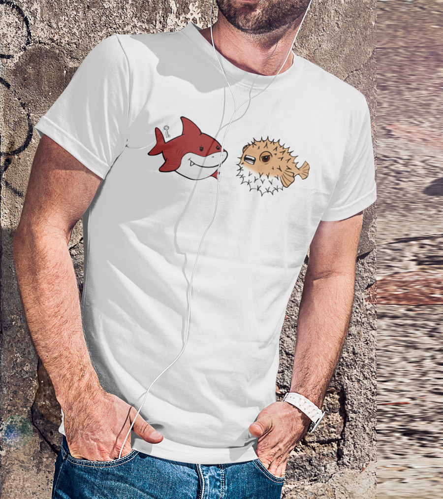 Bonfire Lowkey Anime Merch Shark And Pufferfish Duo T-Shirt