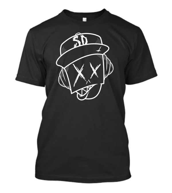 SD SubDocta Graffiti Style Cartoon Face With Hat And Headphones T-Shirt