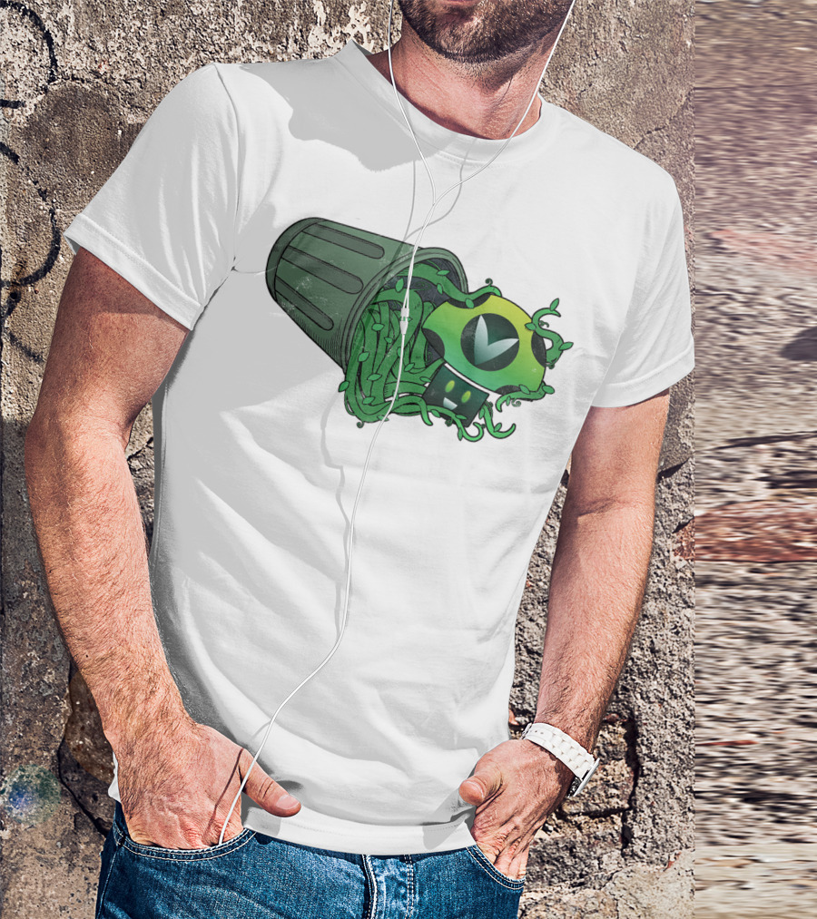 Vinesauce Trash Can With Green Goo And Controller T-Shirt