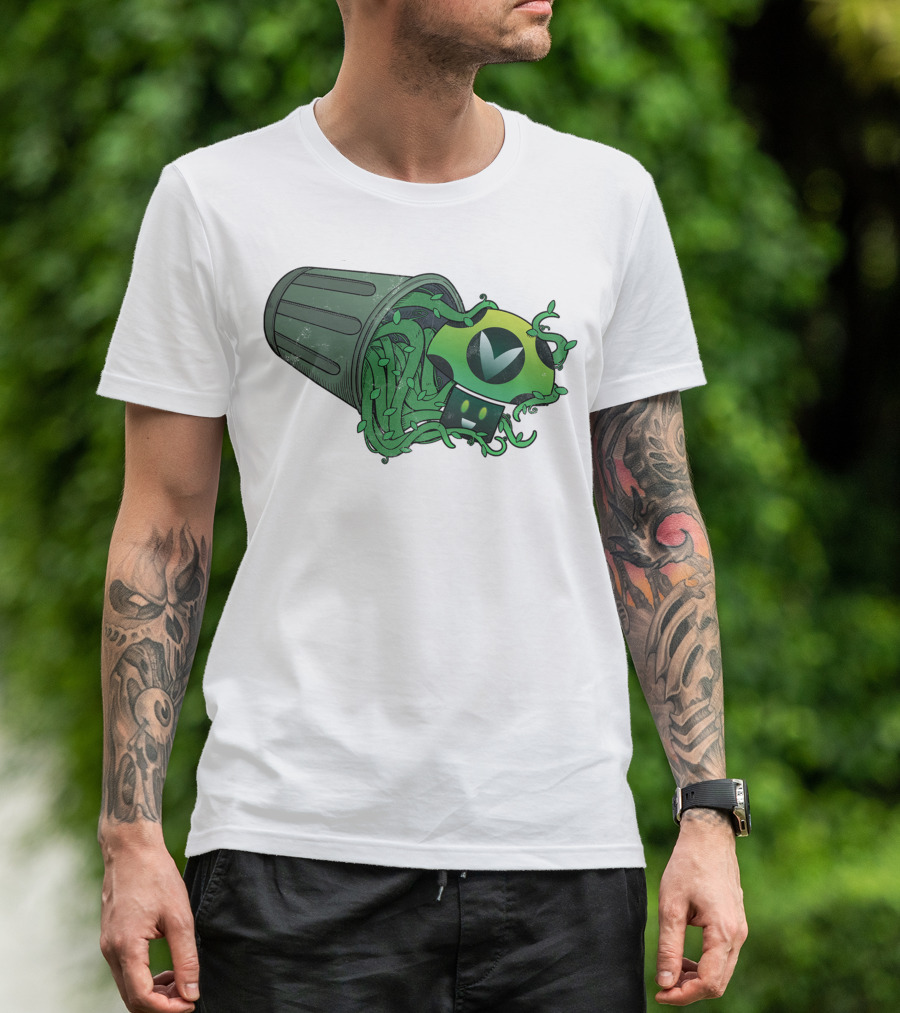 Vinesauce Trash Can With Green Goo And Controller T-Shirt