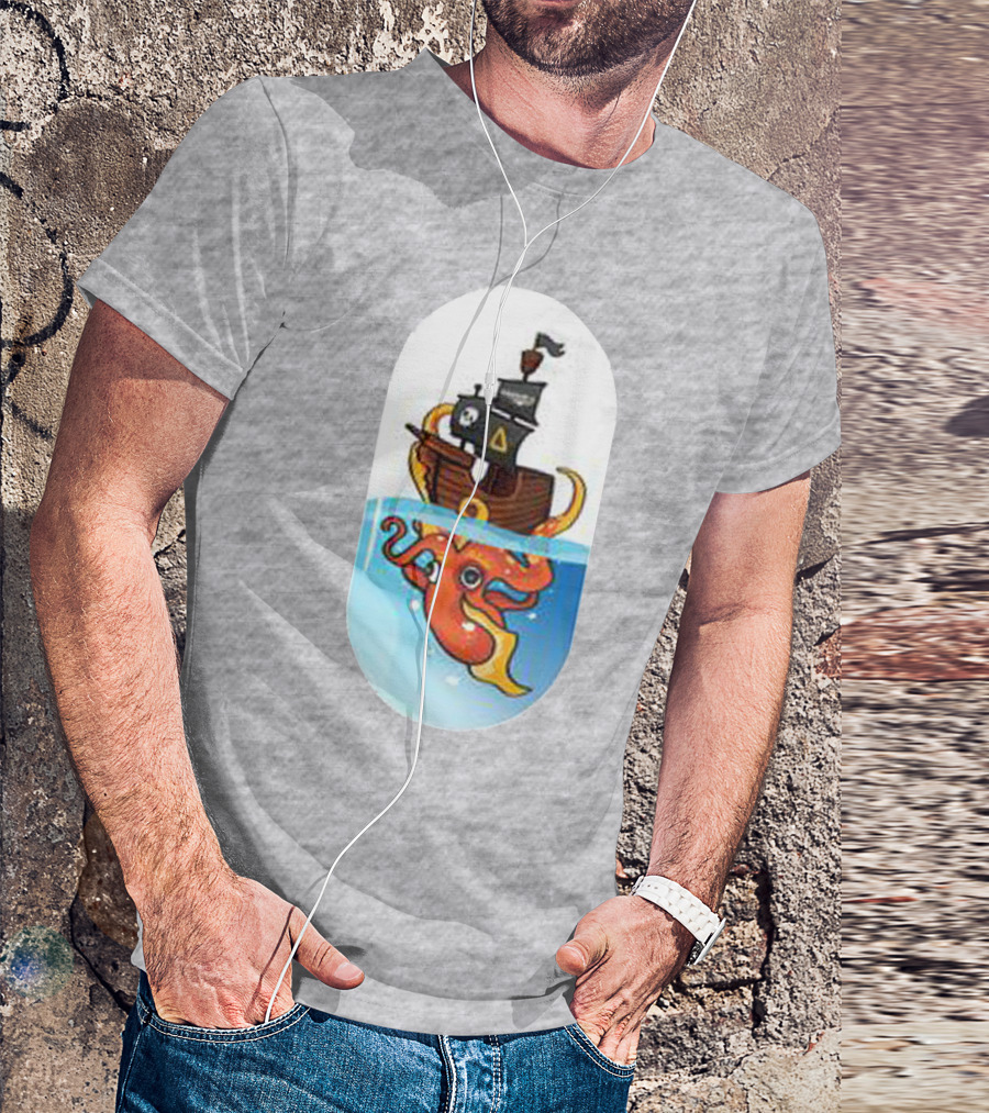 A For Adley Pirate Ship And Orange Octopus Adventure T-Shirt