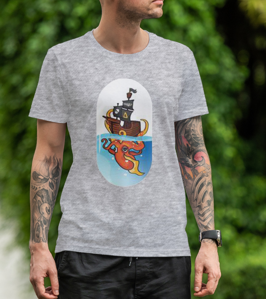 A For Adley Pirate Ship And Orange Octopus Adventure T-Shirt
