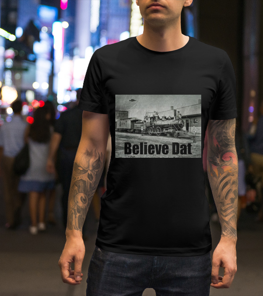 Believe Dat Vintage UFO Train Arrival Scene T-Shirt