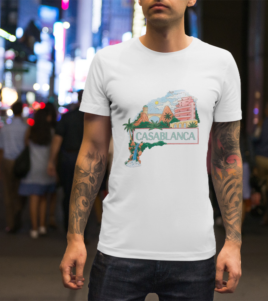 Casablanca Merch Casa Views With Scenic Landscape And Art Deco Elements T-Shirt