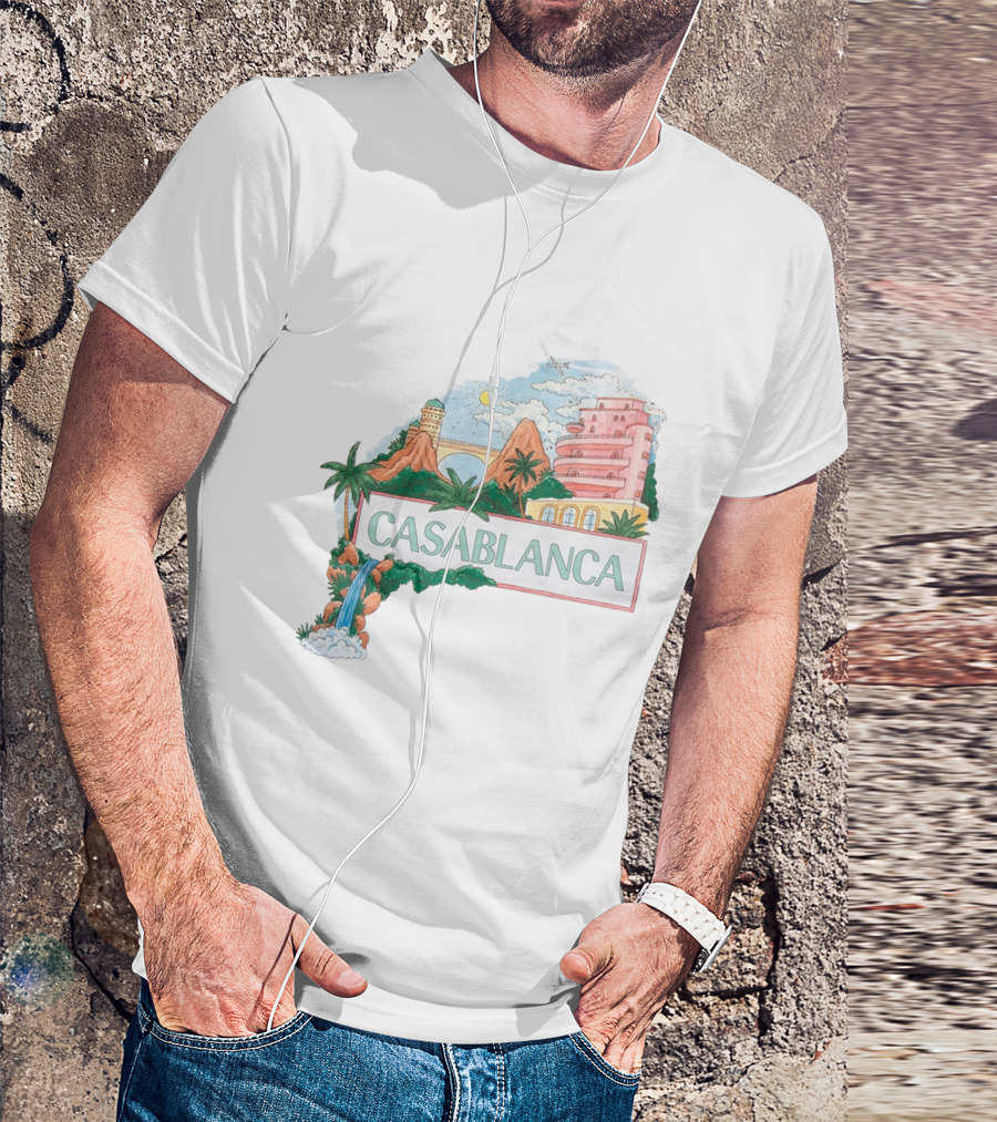 Casablanca Merch Casa Views With Scenic Landscape And Art Deco Elements T-Shirt